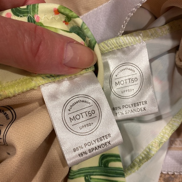MOTT50 UPF 50+ 2 Piece Swim Suite Bikini Cactus Green Yellow L Removable Pads - Picture 9 of 16